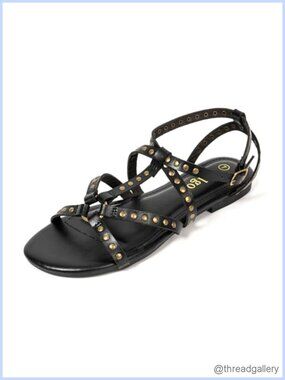 Women's Strappy Flat Sandals Criss-Cross Gladiator With Adjustable Ankle Strap